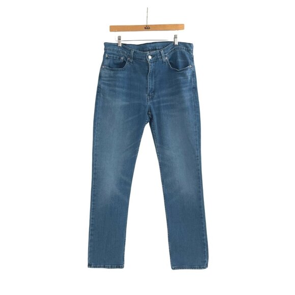 Levi's 514 Mens 36x32 Stretch Denim Straight Jeans Blue Everyday Normcore Casual - Picture 1 of 9